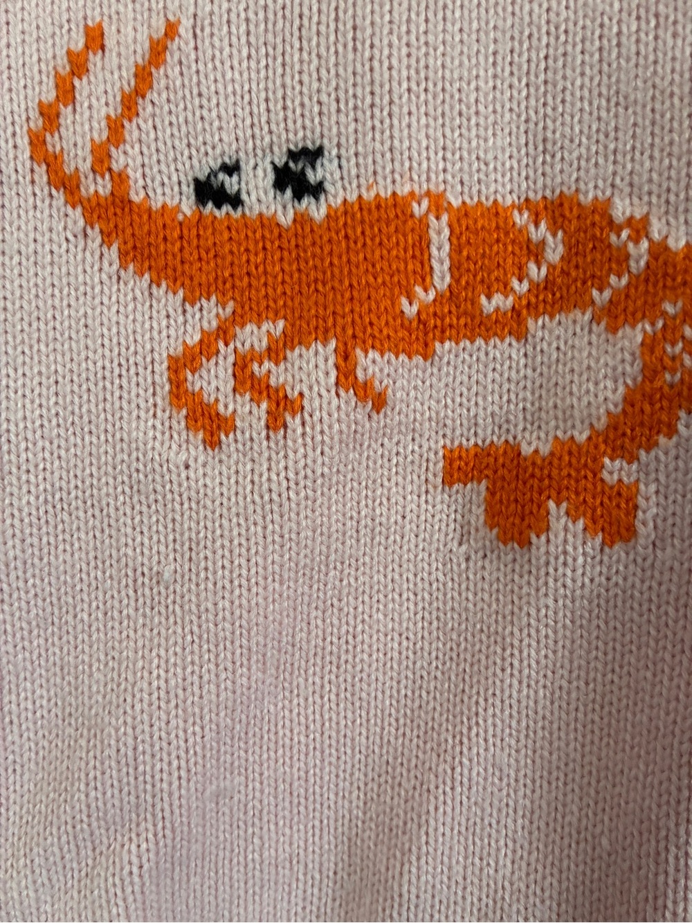 twik Pink Crewneck Sweater with Orange Shrimp Pattern - Picture 4 of 4